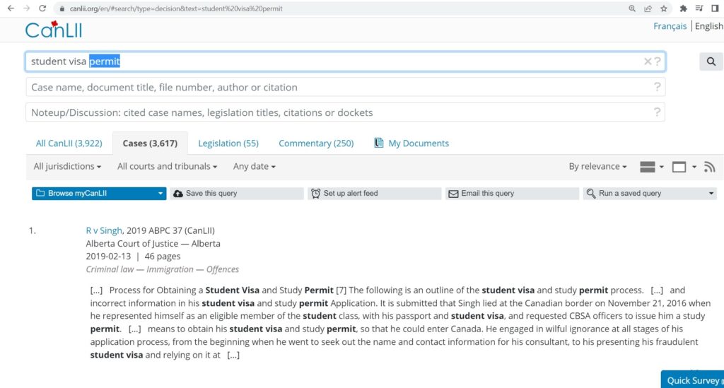 CanLII Canada Student Visa Permit